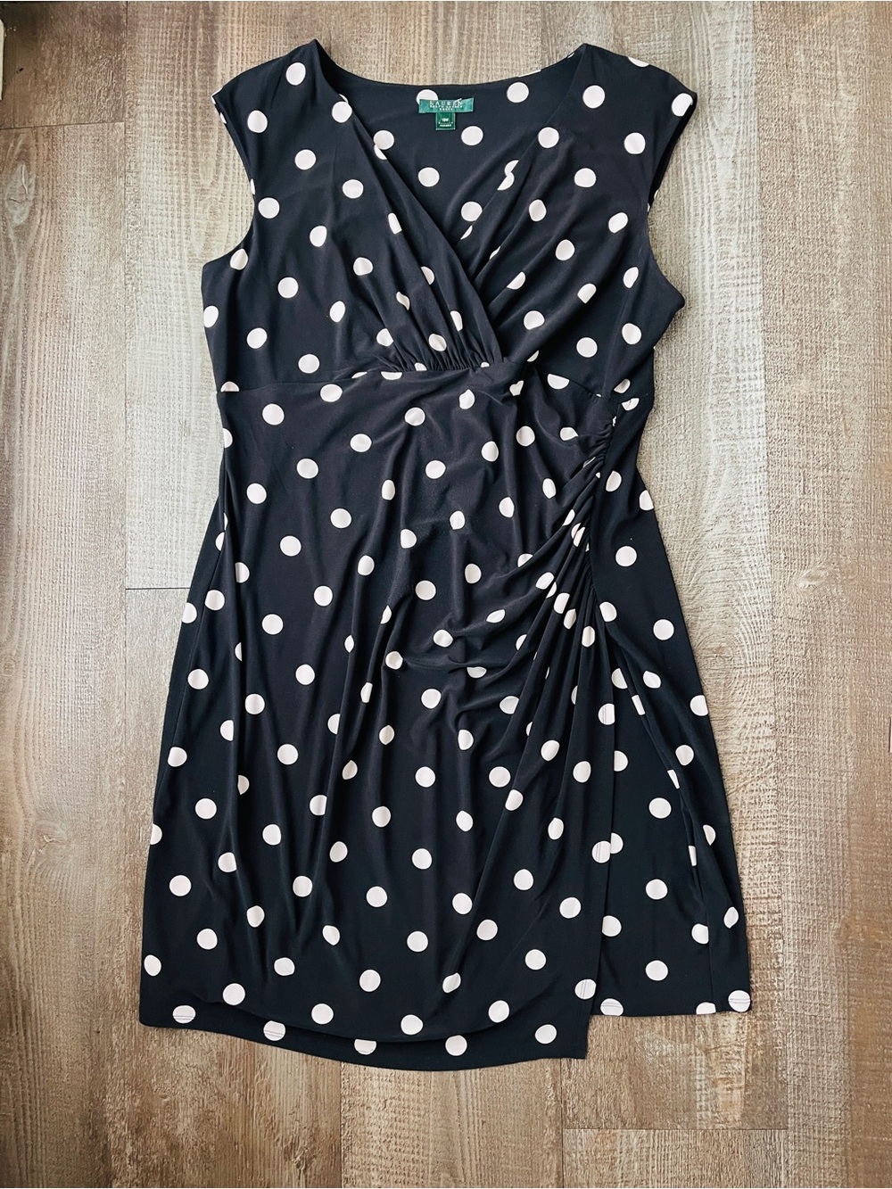 RALPH LAUREN Dress 18W Black White Polka Dot Women’s Dress Plus Size Sleeveless